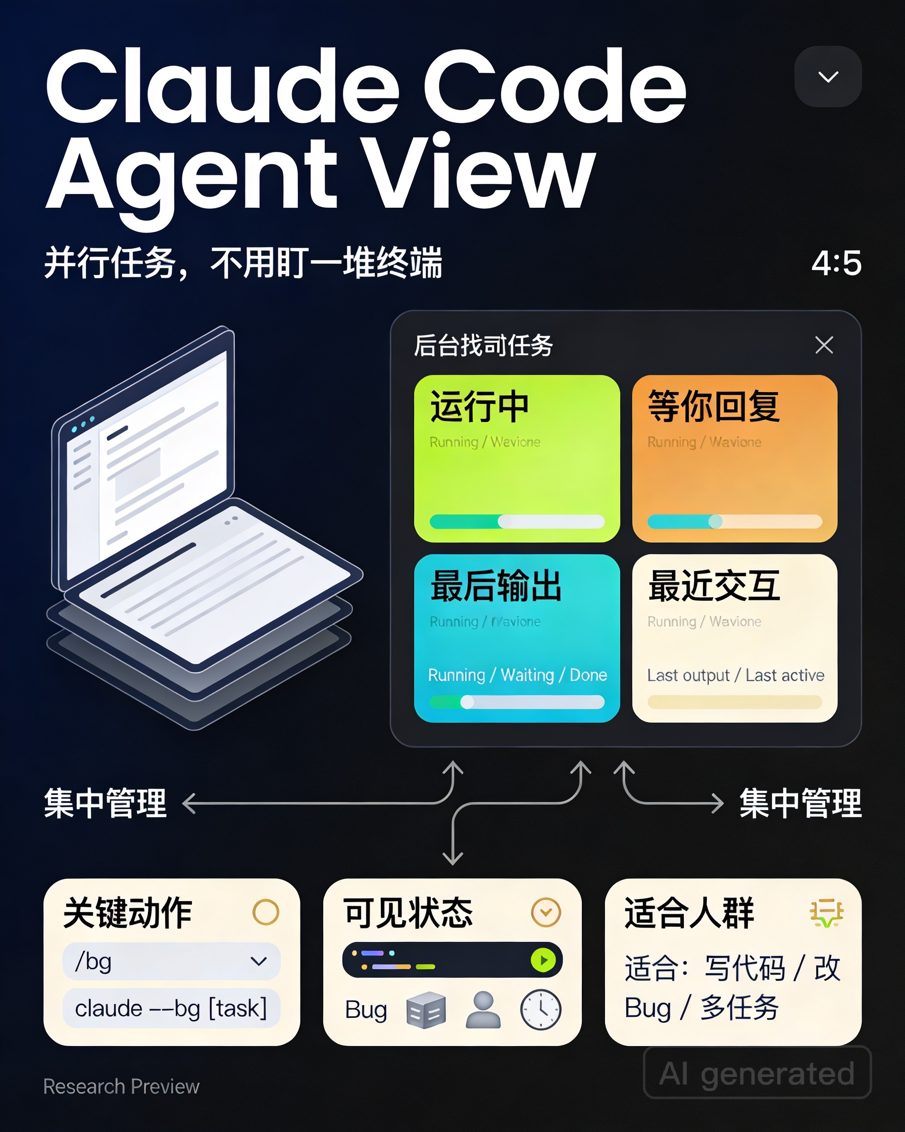 Claude Code 新出的 Agent View：一个面板同时盯多条并行编码任务